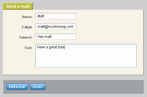 screenshot of mail form screenshot of mail form