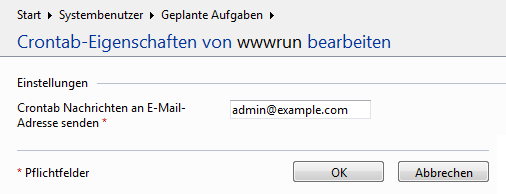 Crontab-Eigenschaften von wwwrun bearbeiten Crontab-Eigenschaften bearbeiten