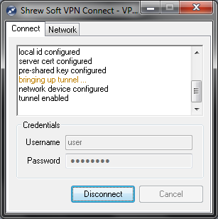 Shrew Soft VPN Tunnel enabled Shrew Soft VPN Tunnel enabled