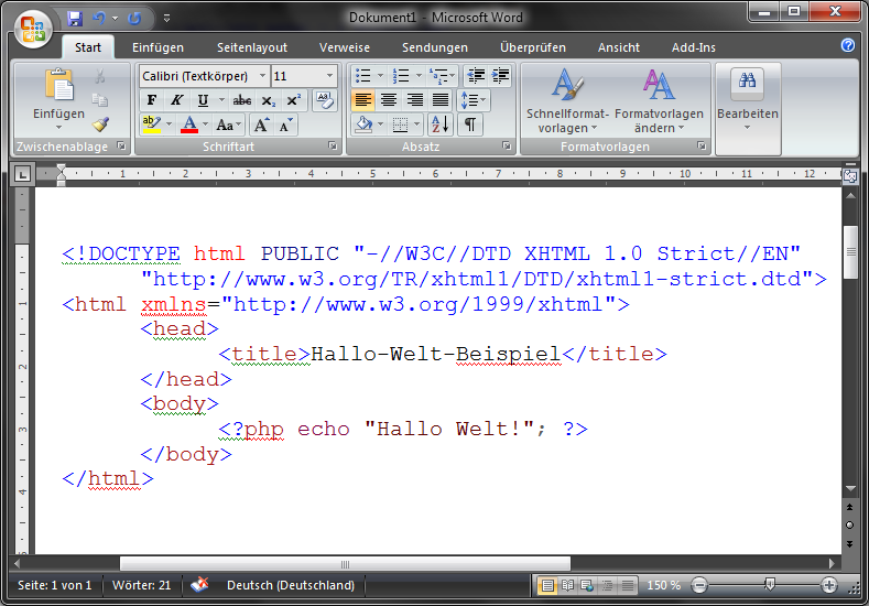 Word 2007 Syntaxhervorhebung