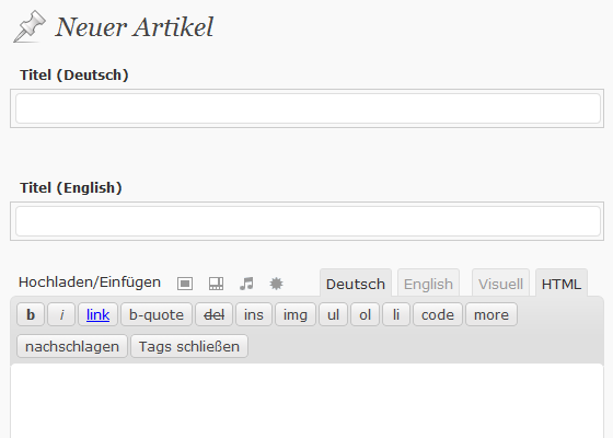 qTranslate - Neuer Artikel
