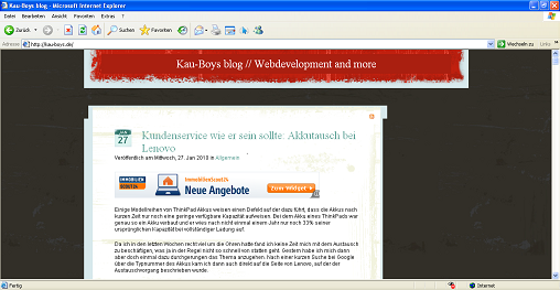Blog vor der Installation des Plugins Blog vor der Installation des Plugins