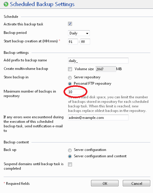 Limit maximum numbers of backups in repository Limit