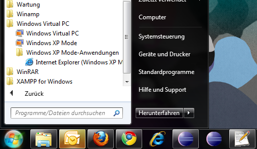 Windows XP Mode - IE6 in Win7 starten