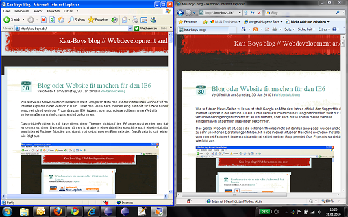Windows XP Mode - IE6 und IE8 in Windows 7