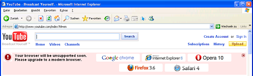 YouTube IE6 Warning YouTube IE6 Warning