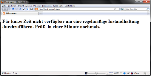 Wartung Standard Nachricht Wartung Standard Nachricht