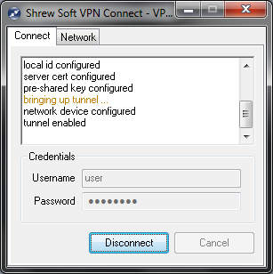 Shrew Soft VPN Tunnel enabled