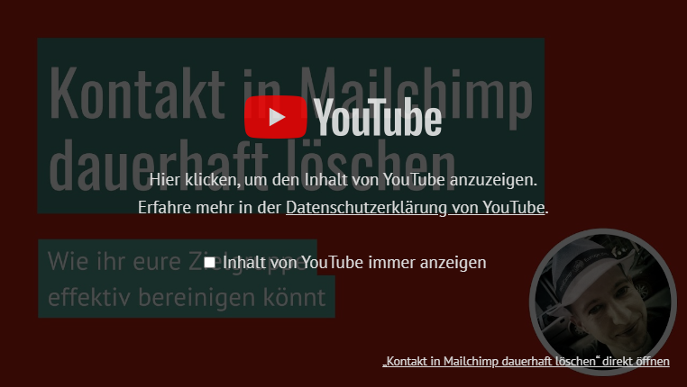 Screenshot des YouTube-Embeds, ersetzt durch das Embed Privacy-Plugin.